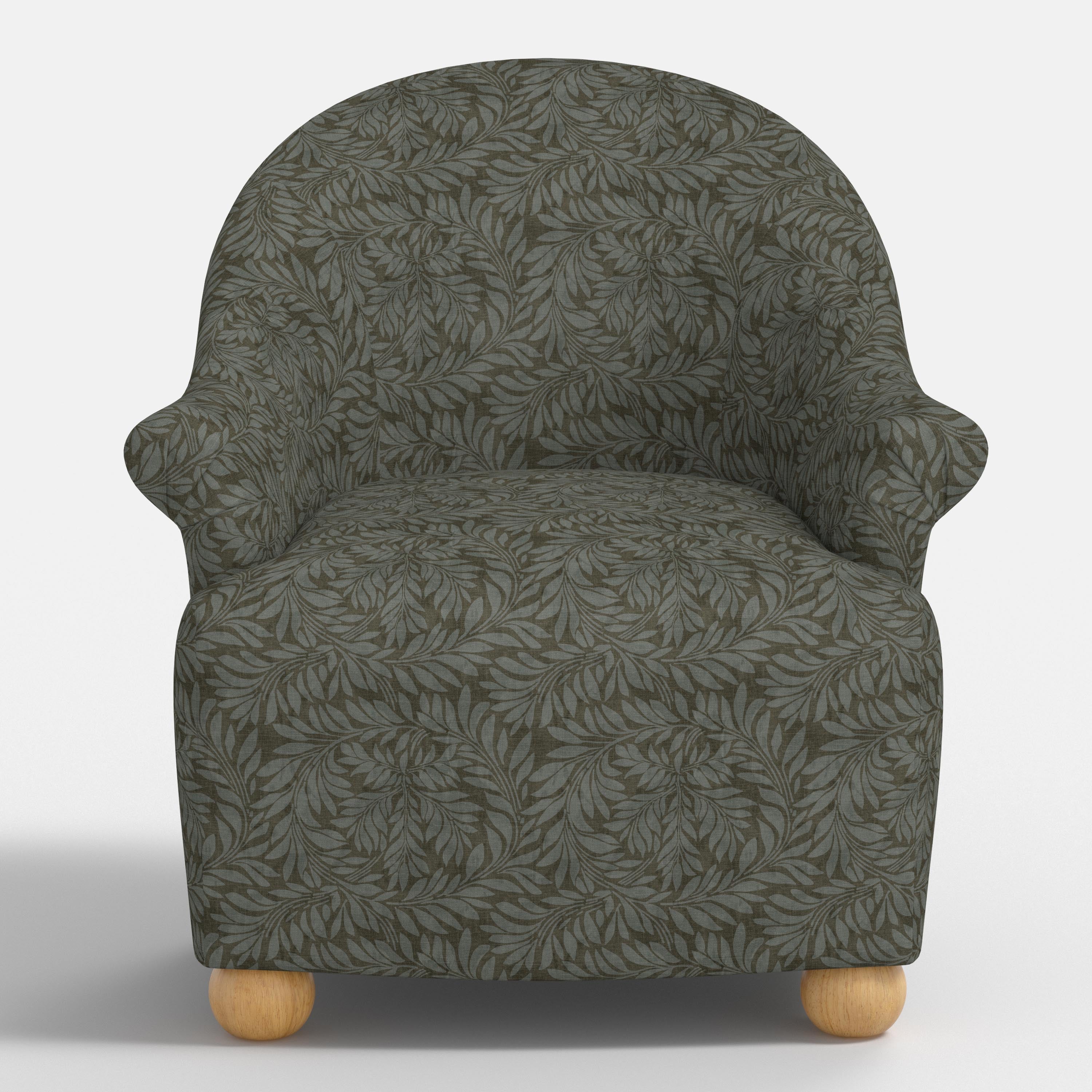 Marie Bun Foot Chair in Georgian Vine Olive Slate