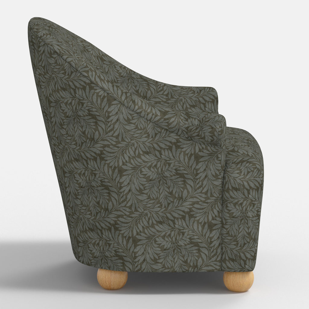 Marie Bun Foot Chair in Georgian Vine Olive Slate