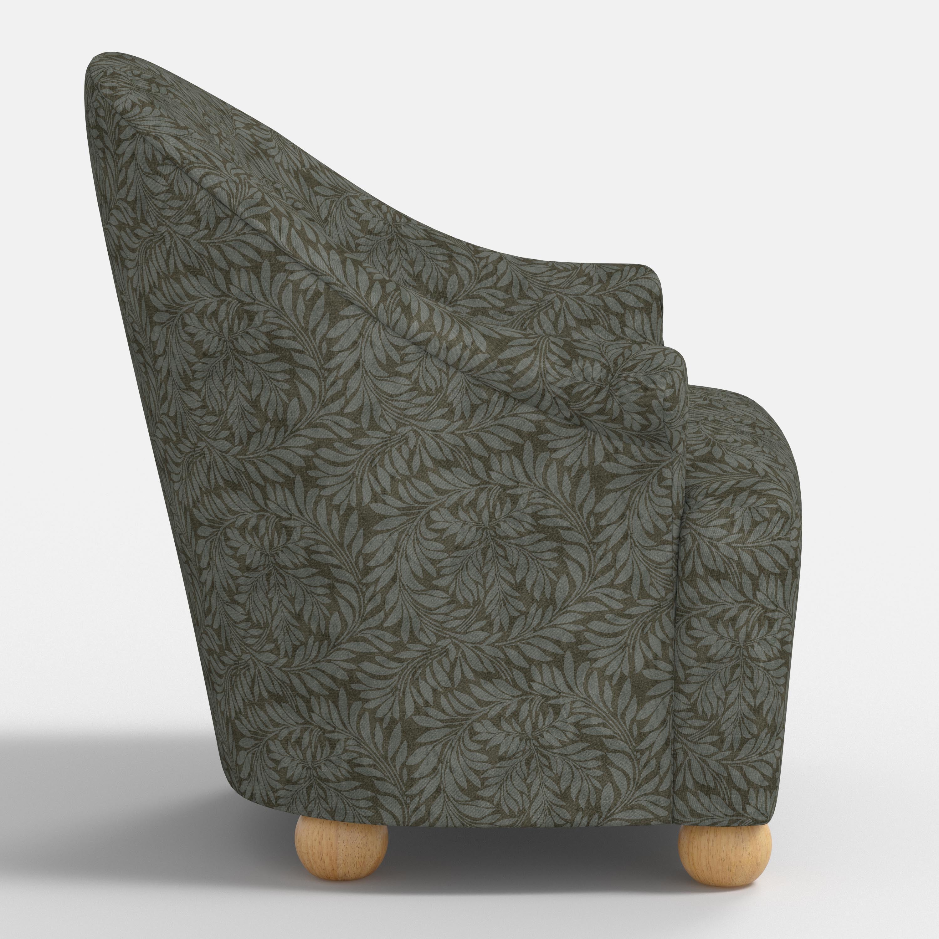 Marie Bun Foot Chair in Georgian Vine Olive Slate