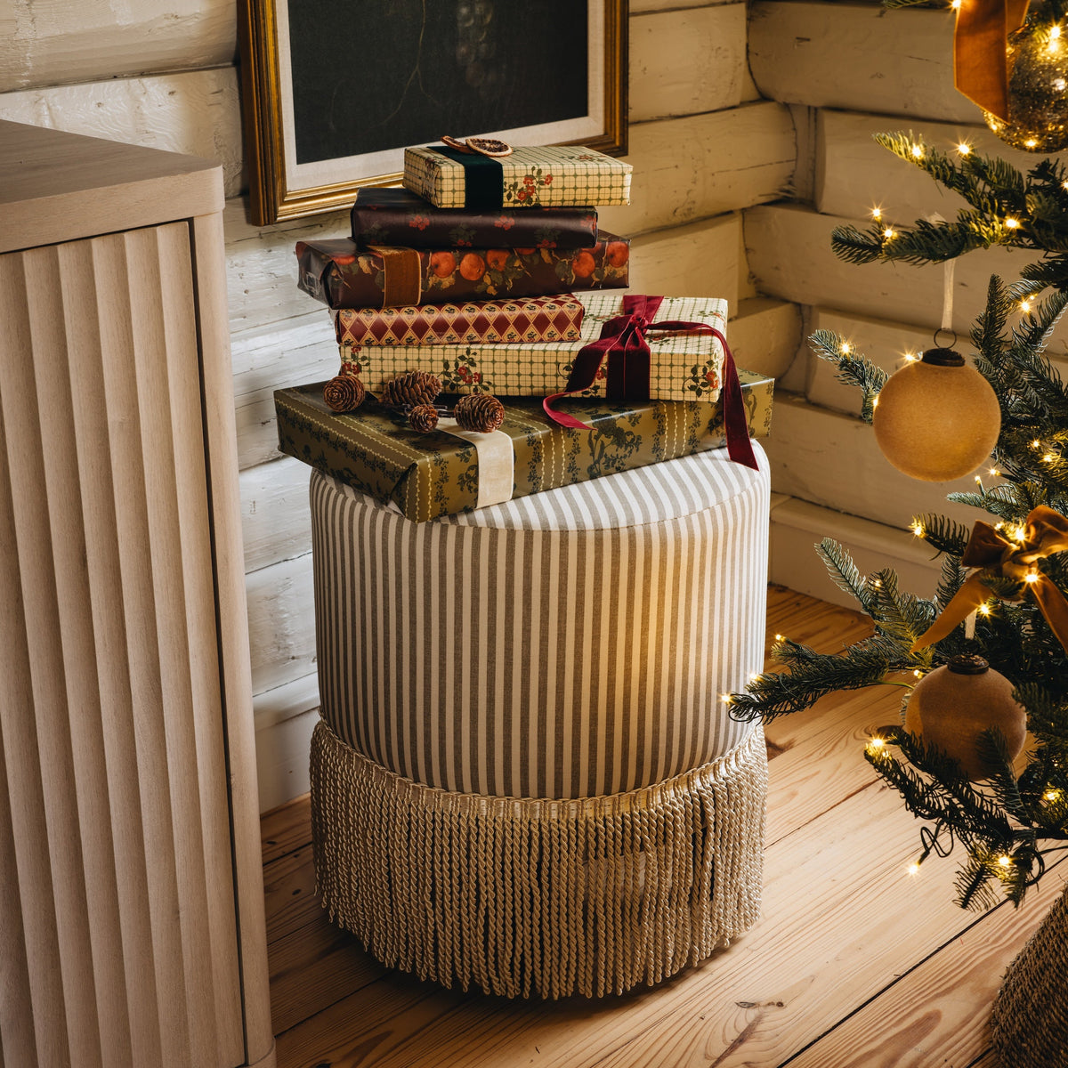 Ann Ottoman in Jane Stripe Laurel
