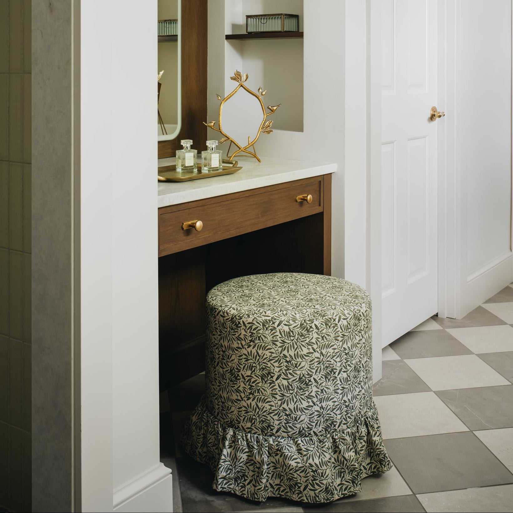 Bernadette Ottoman in Willow Vine Olive