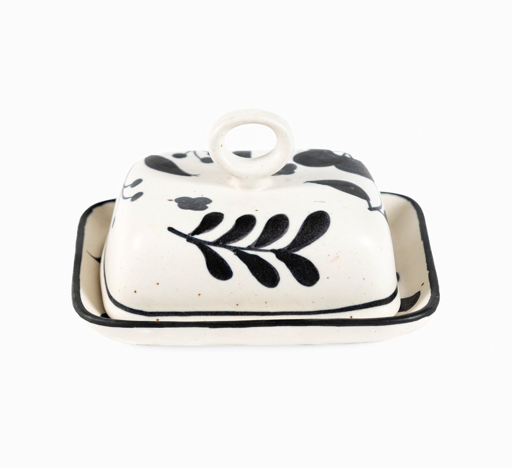 Sofia Hand-Painted Stoneware Butter Dish