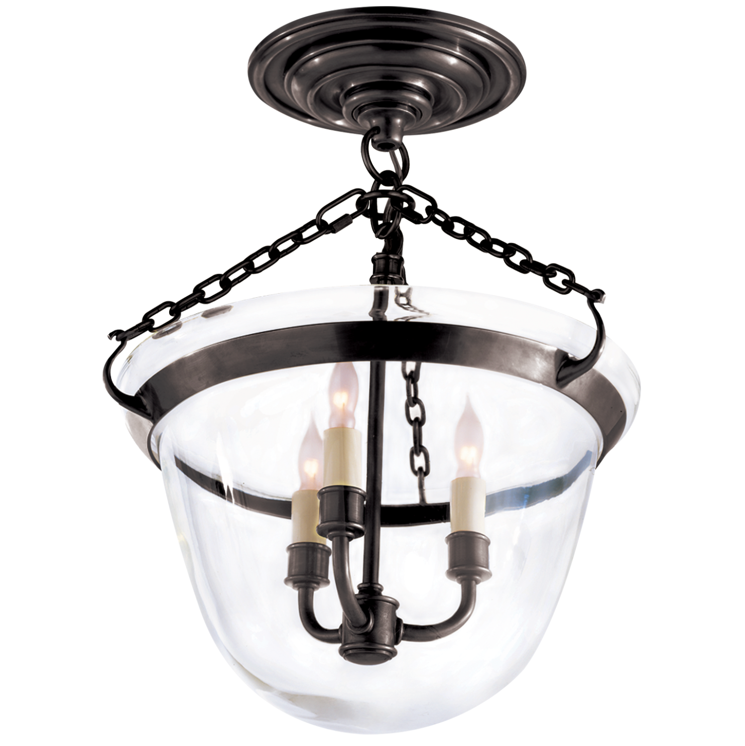 Country Semi-Flush Bell Jar Lantern