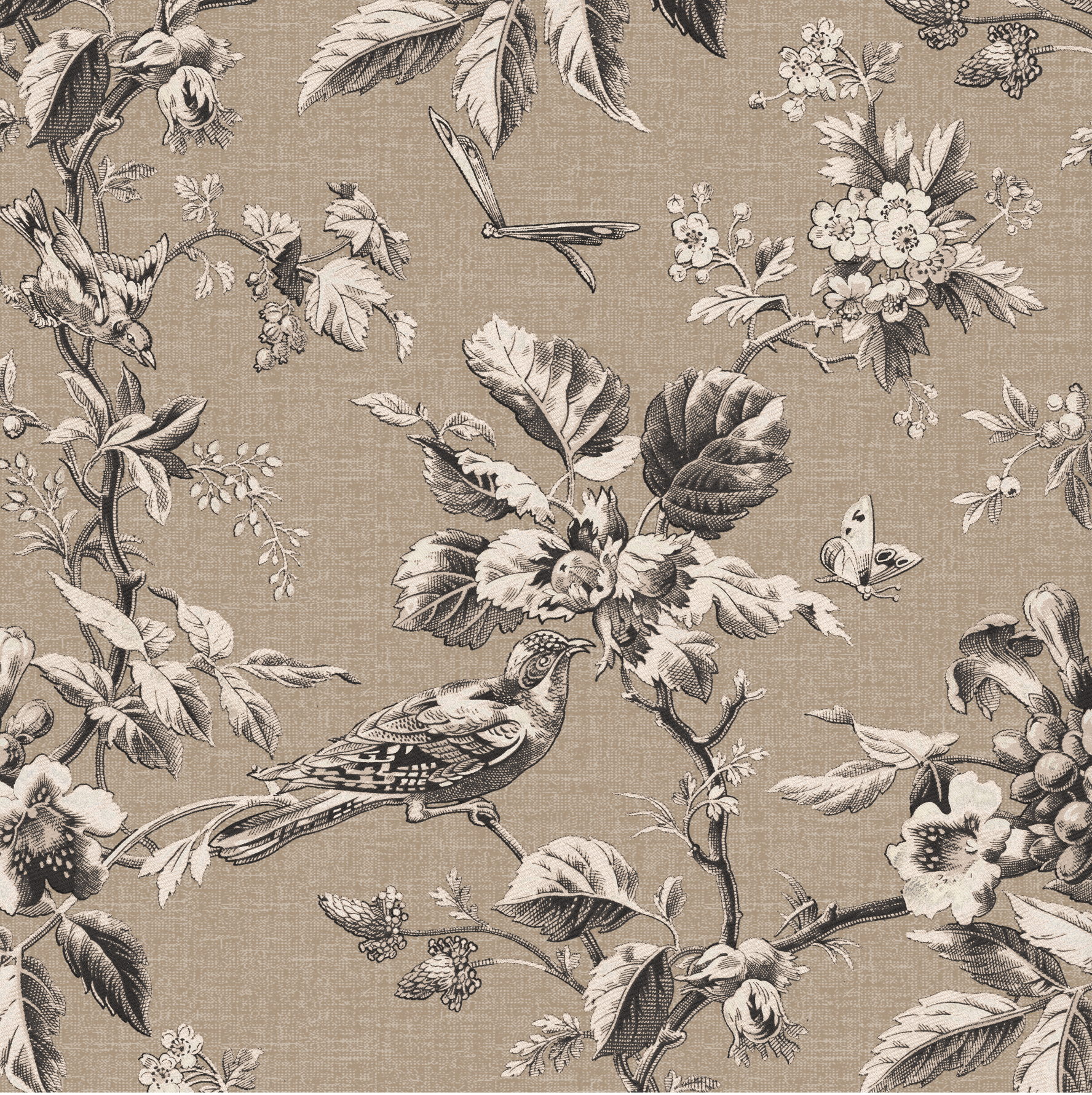 Lindy Slipcovered Dining Bench in Michigan Bird Toile Sand