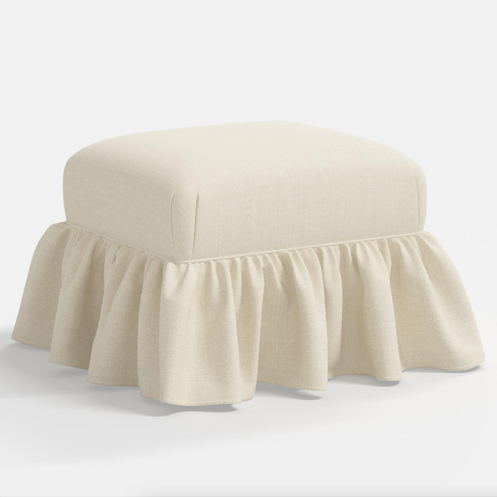 June Ottoman in Relaxed Linen Cream