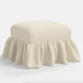 June Ottoman in Relaxed Linen Cream