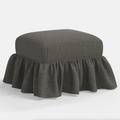 June Ottoman in Textured Linen Charcoal