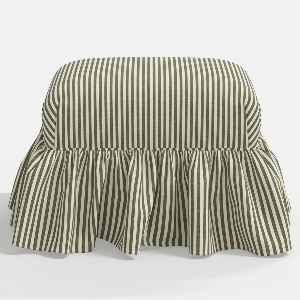 June Ottoman in Jane Stripe Laurel