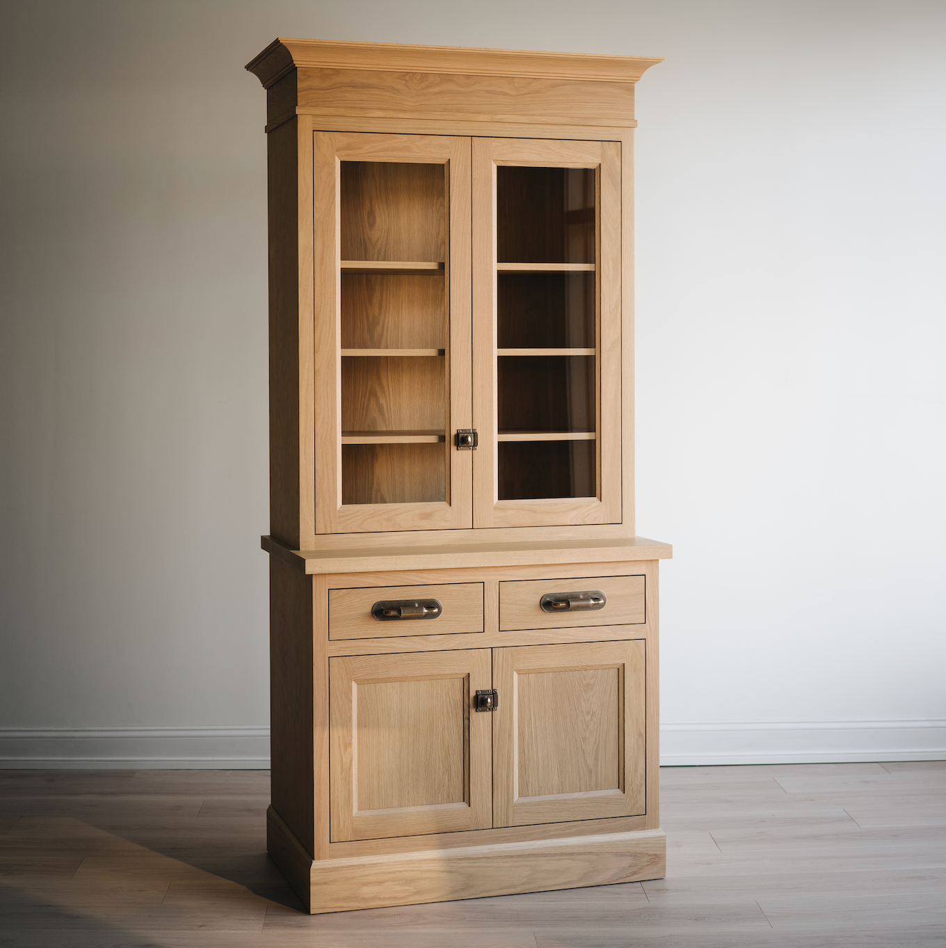Madison Glass Hutch - 2 Door / 2 Drawer Base