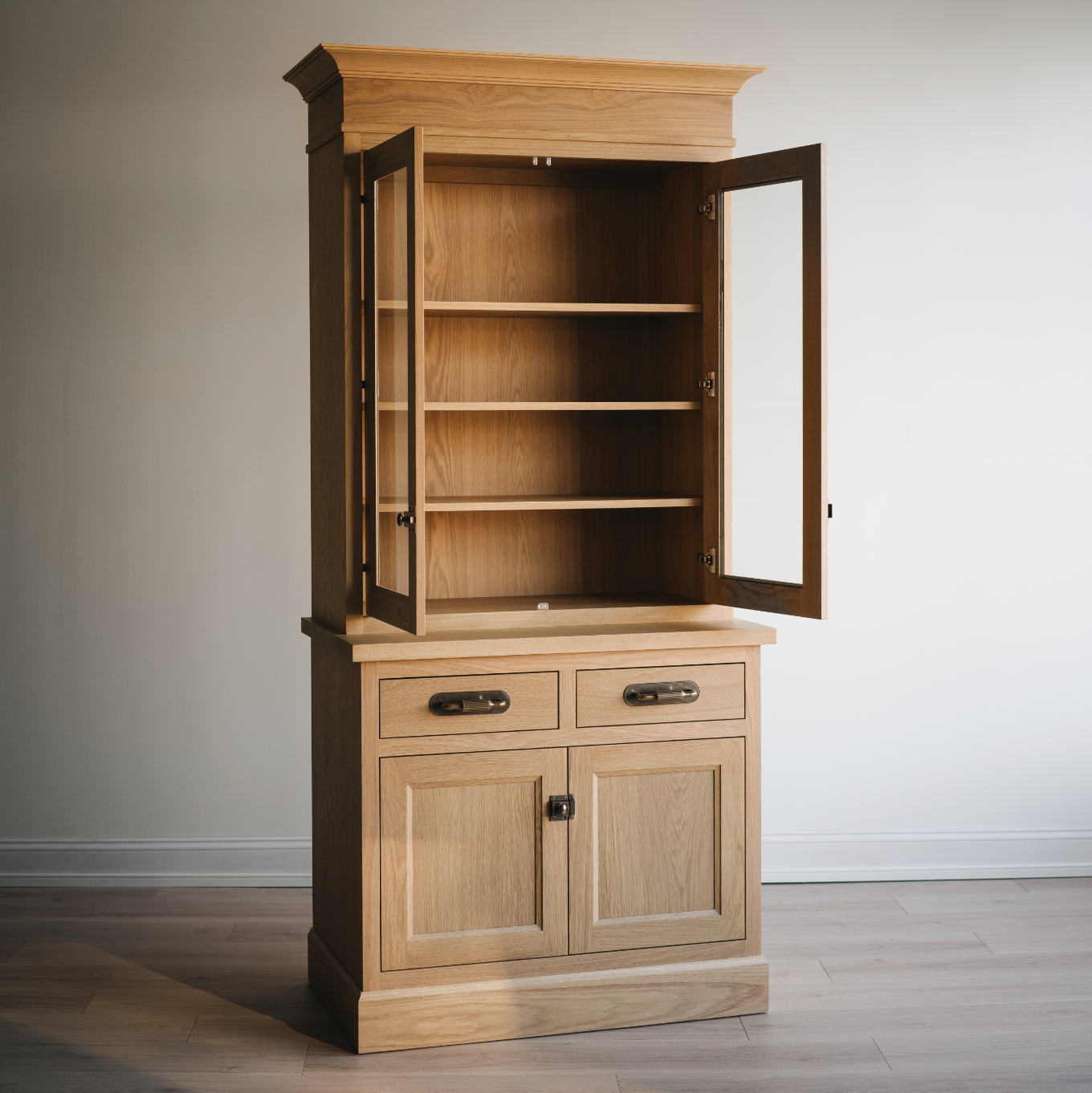 Madison Glass Hutch - 2 Door / 2 Drawer Base
