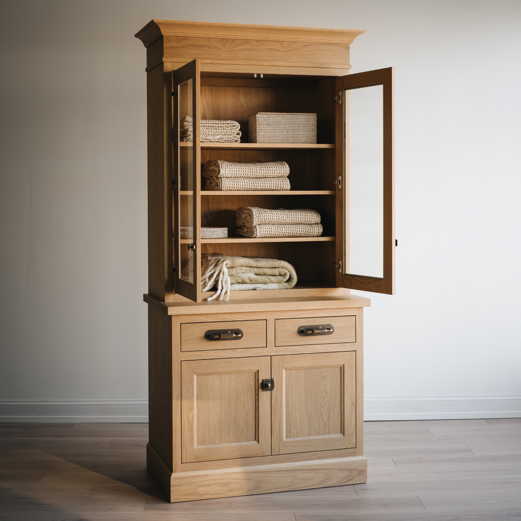 Madison Glass Hutch - 2 Door / 2 Drawer Base