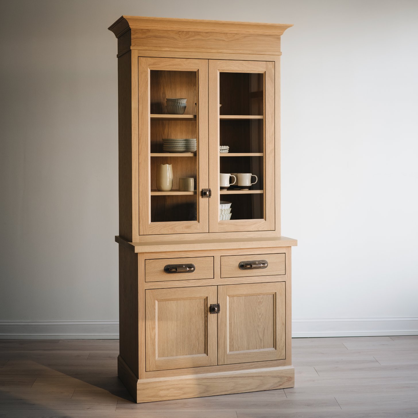 Madison Glass Hutch - 2 Door / 2 Drawer Base