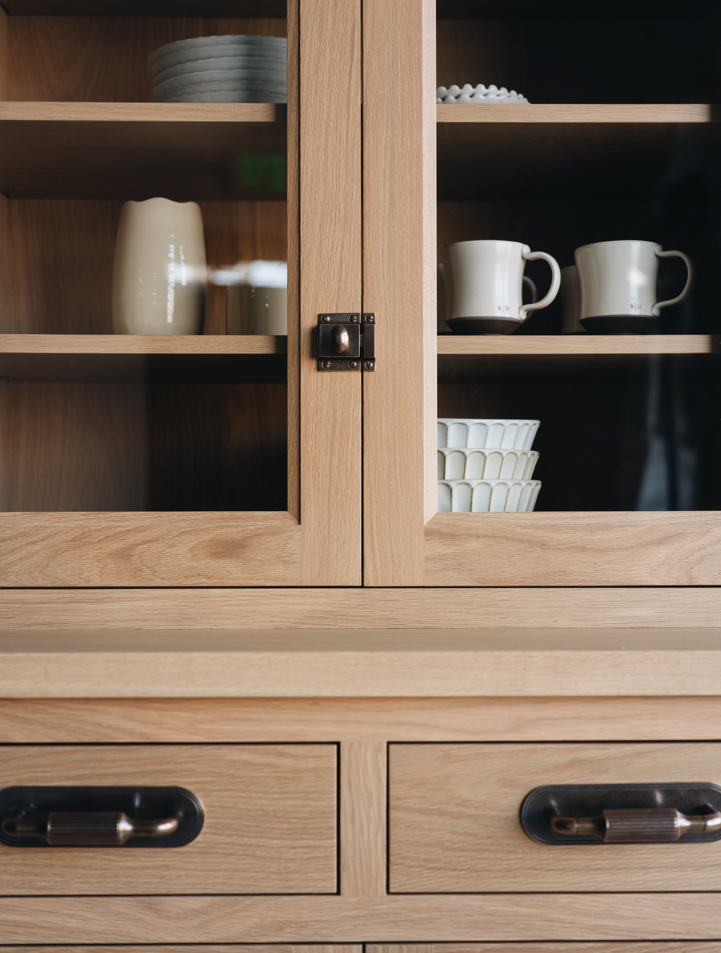 Madison Glass Hutch - 2 Door / 2 Drawer Base