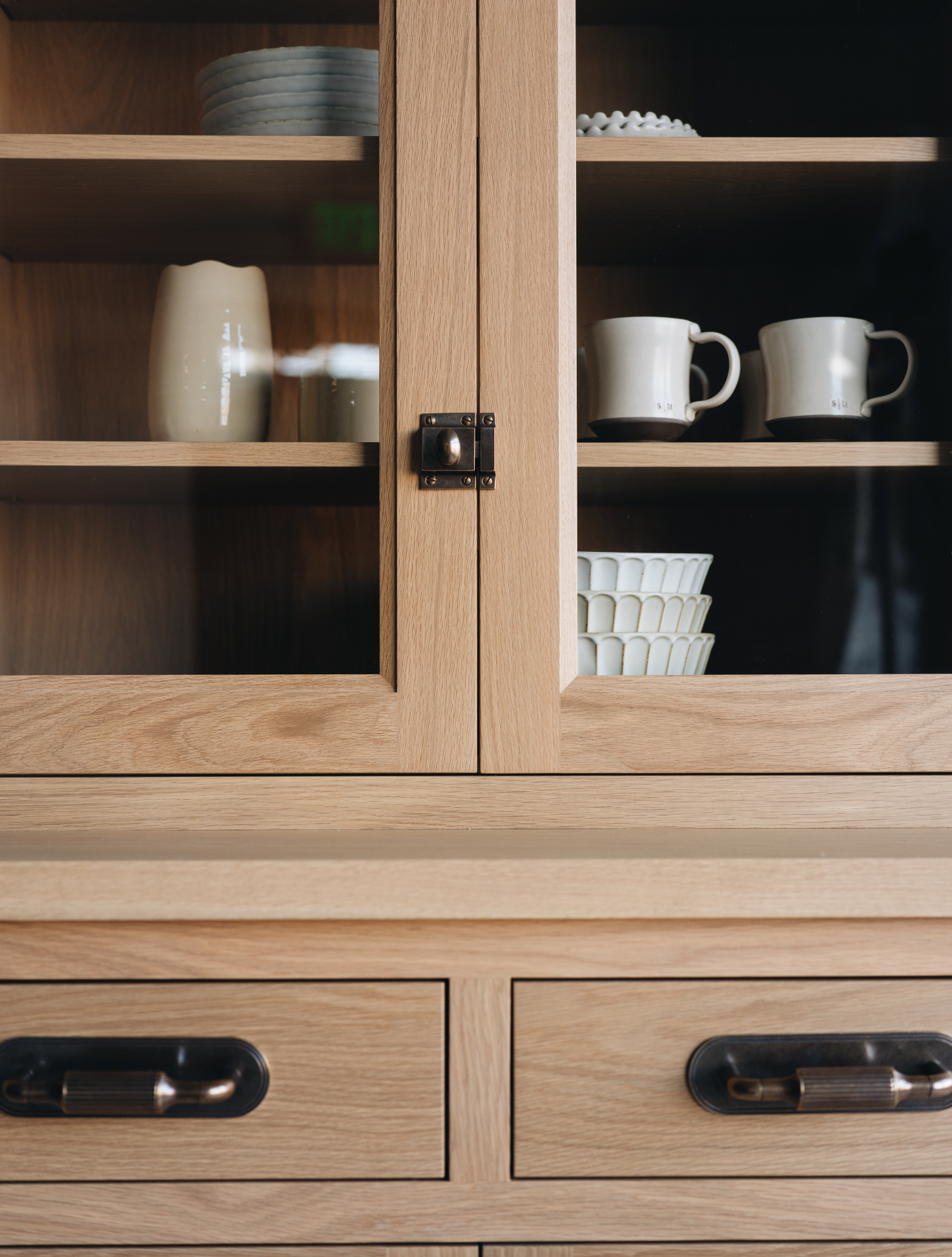 Madison Glass Hutch - 2 Door / 2 Drawer Base