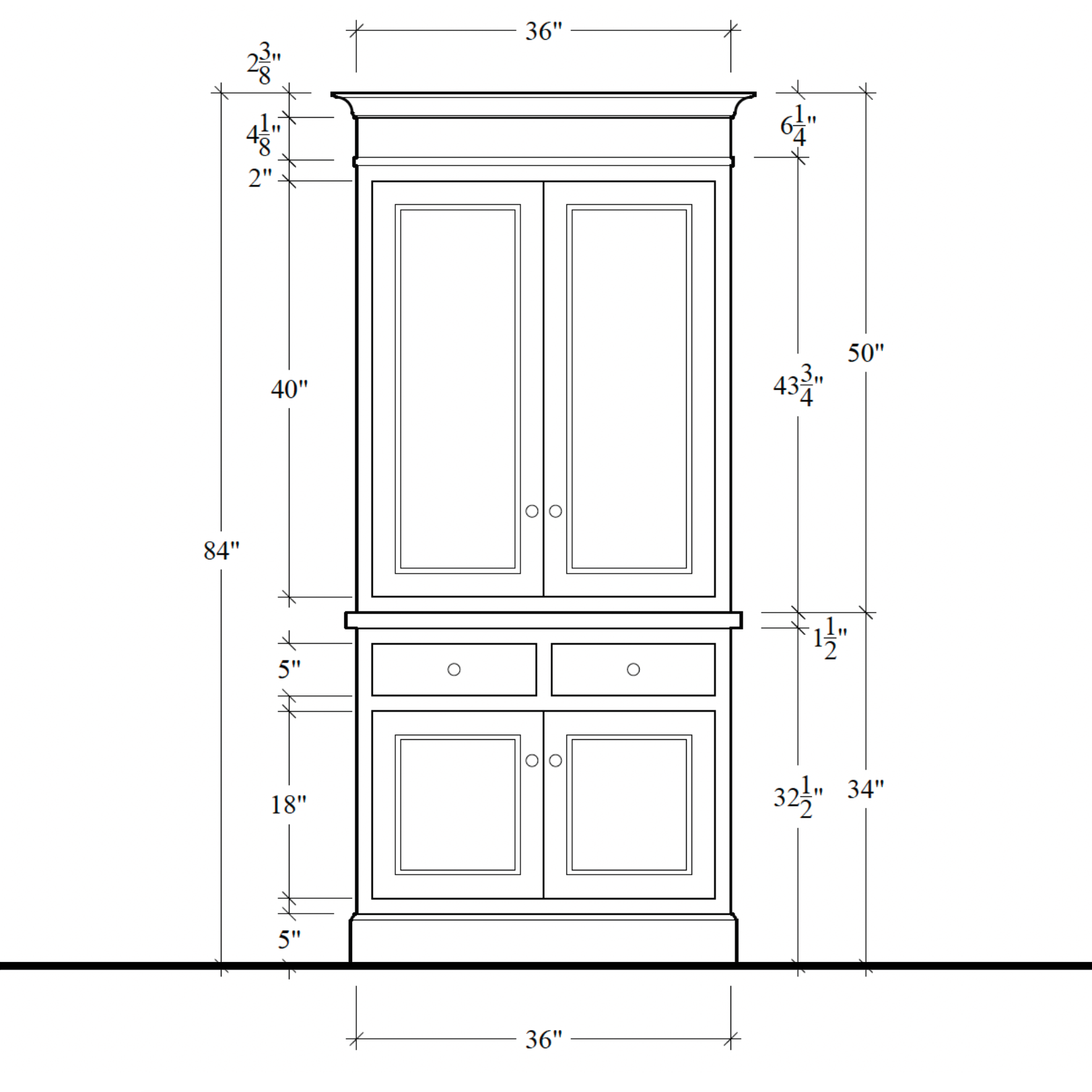 Madison Hutch - 2 Door / 2 Drawer Base