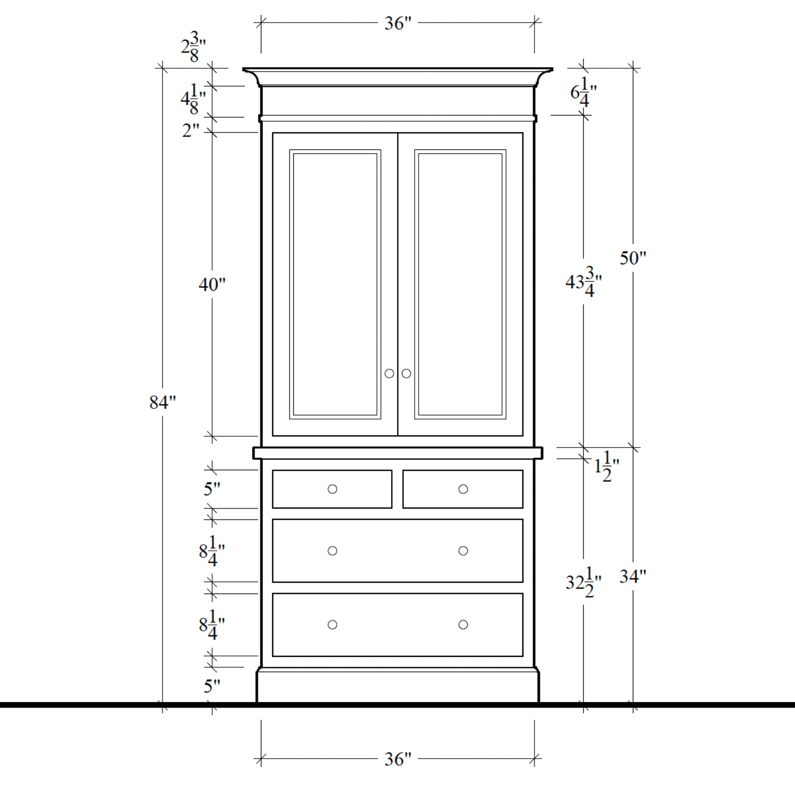 Madison Hutch - 4 Drawer Base