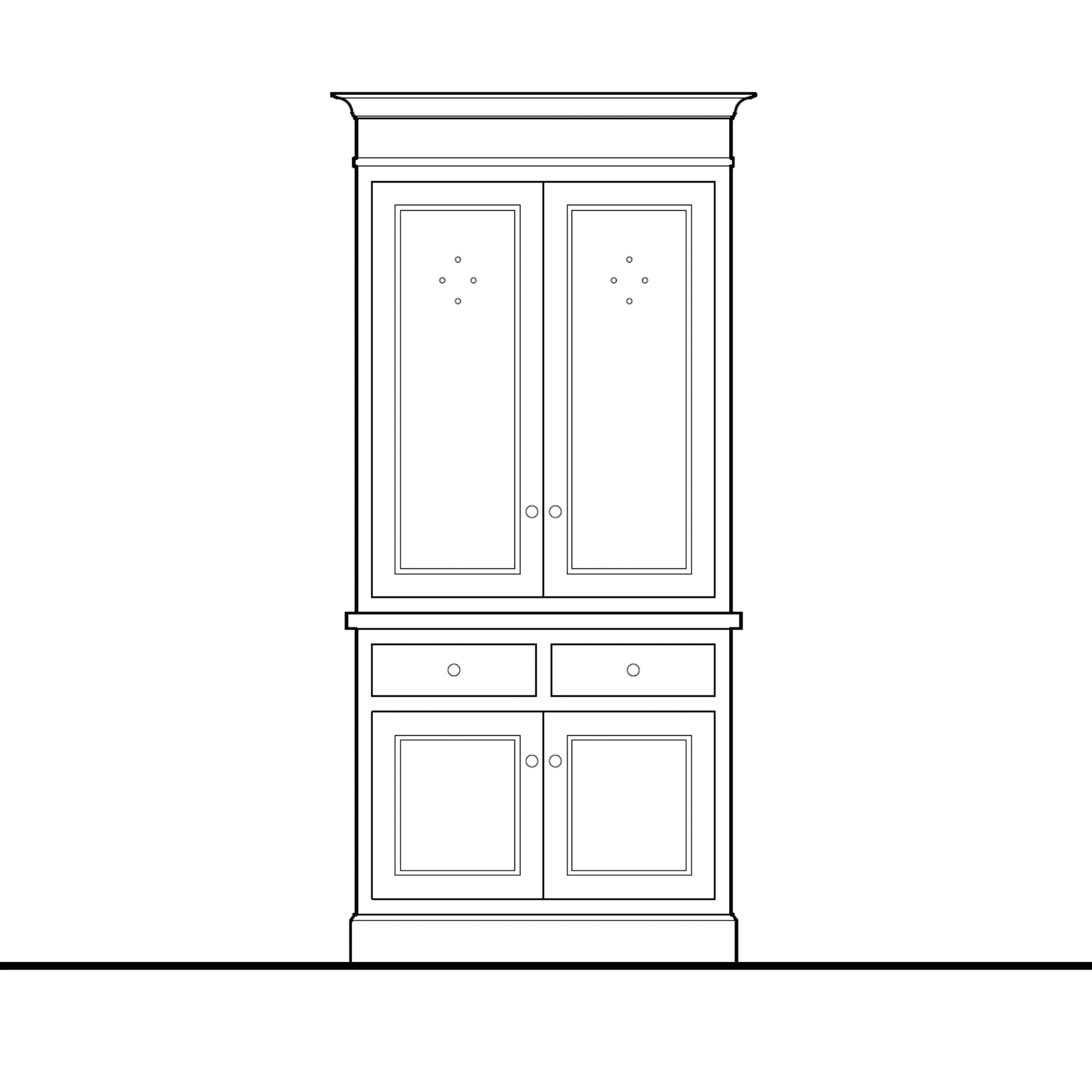 Madison Vented Hutch - 2 Door / 2 Drawer Base