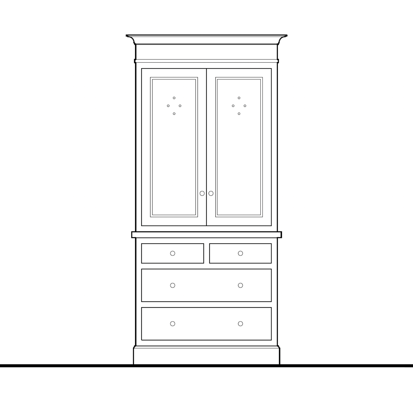 Madison Vented Hutch - 4 Drawer Base