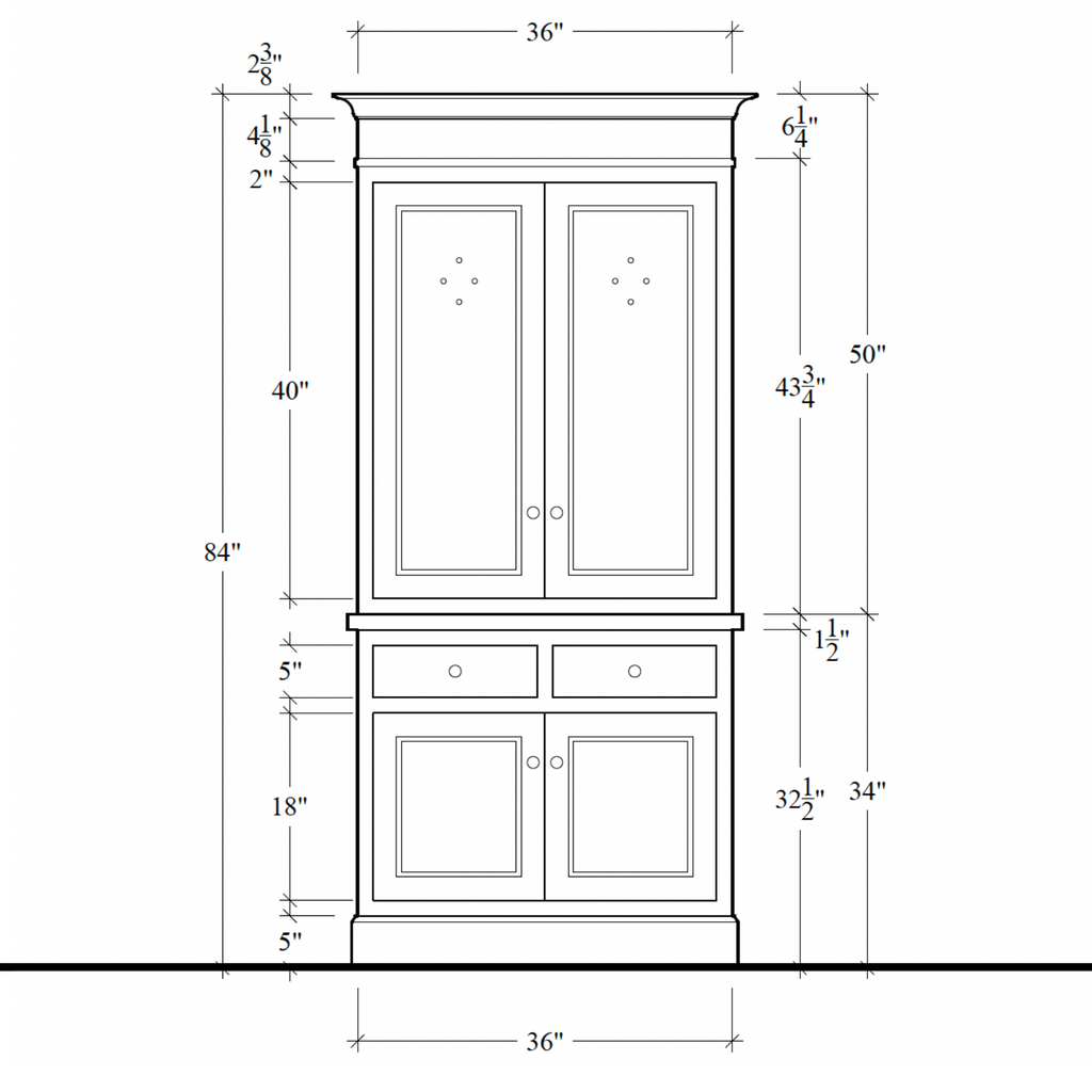 Madison Vented Hutch - 2 Door / 2 Drawer Base
