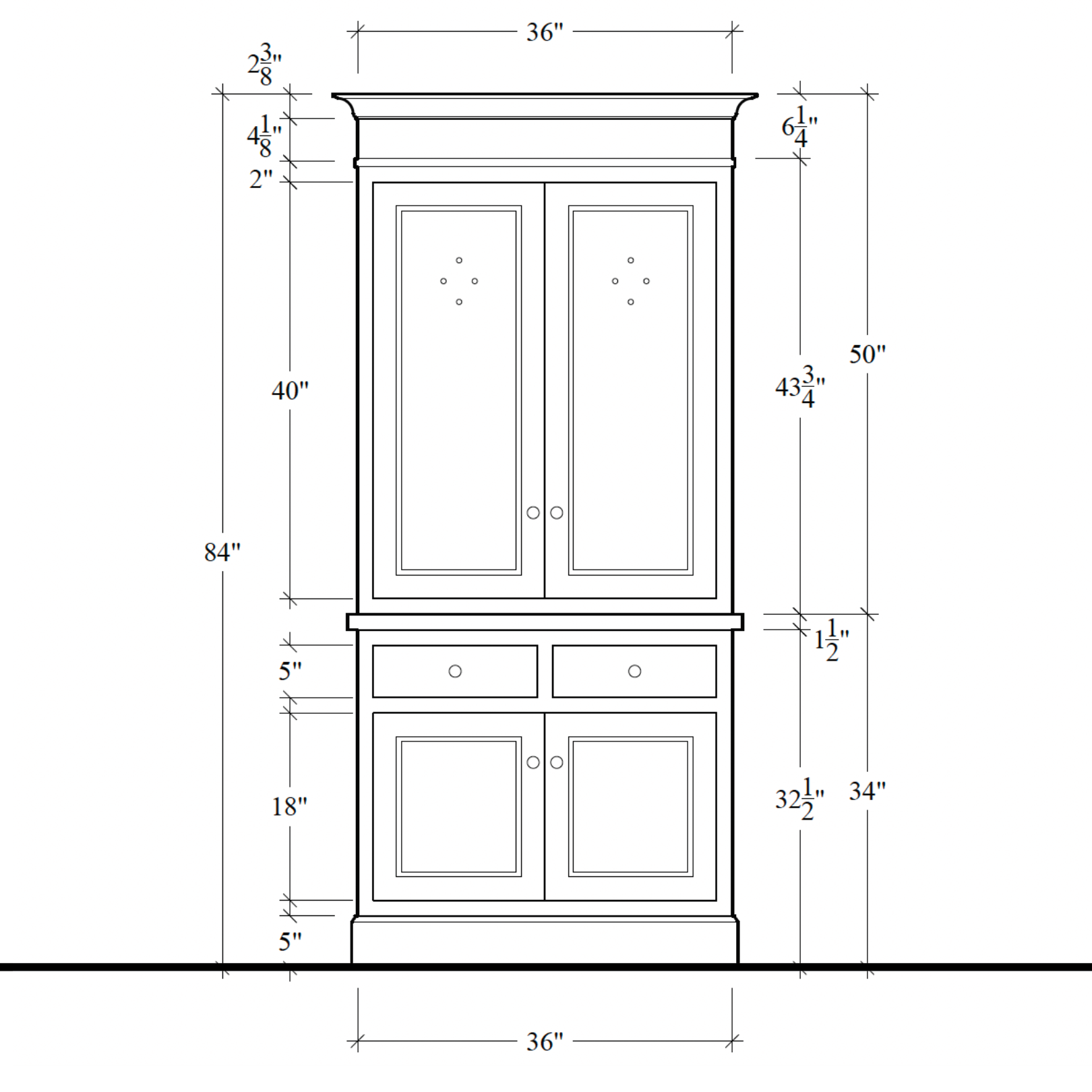 Madison Vented Hutch - 2 Door / 2 Drawer Base