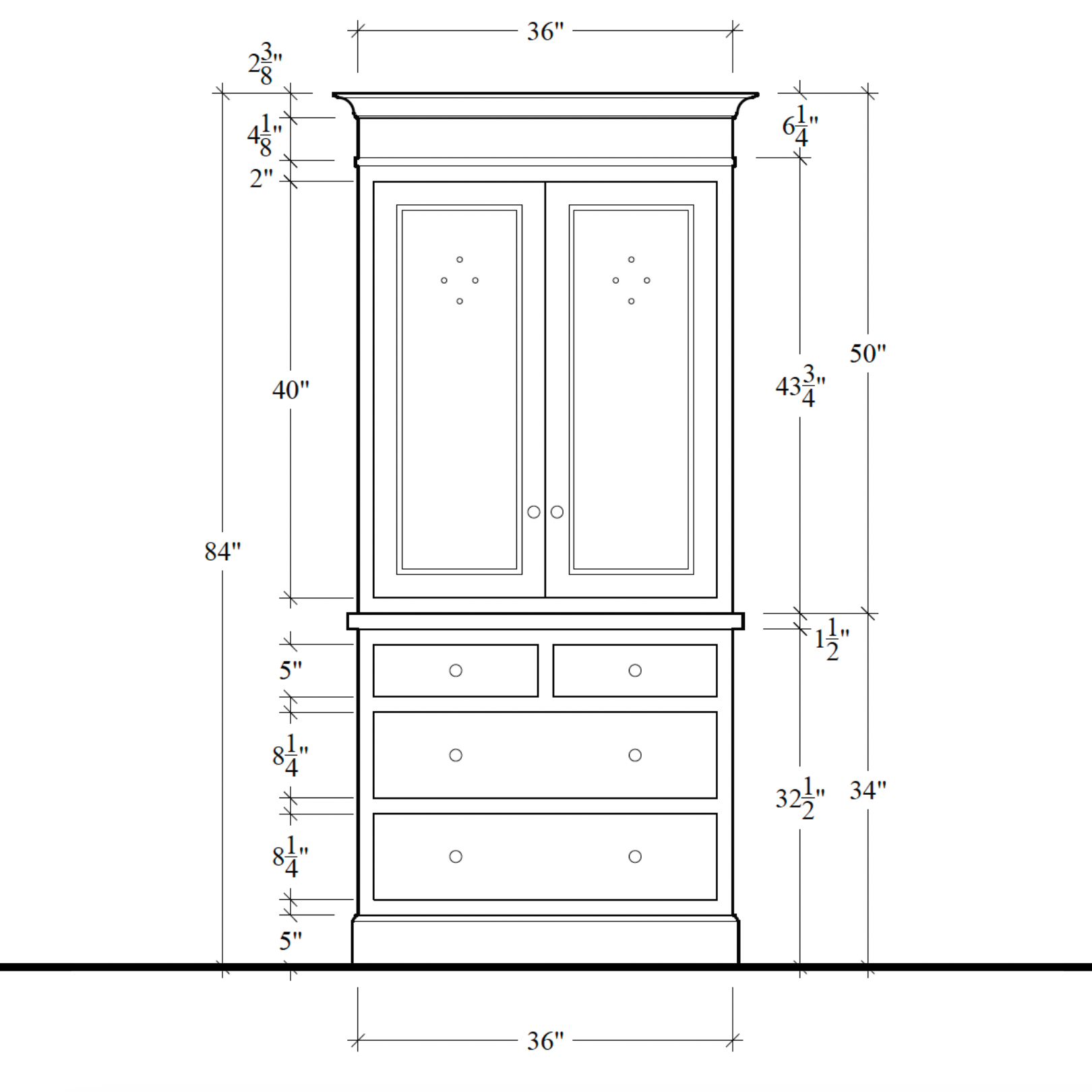 Madison Vented Hutch - 4 Drawer Base
