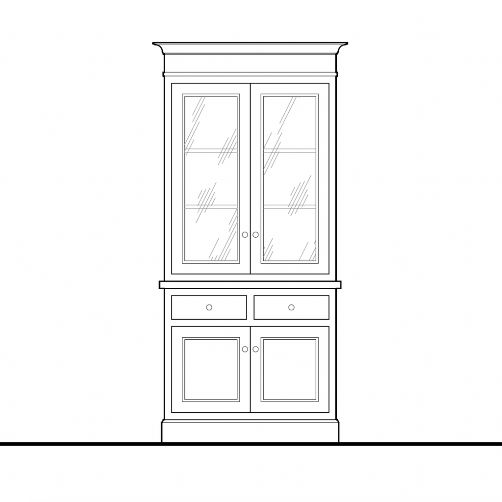Madison Glass Hutch - 2 Door / 2 Drawer Base