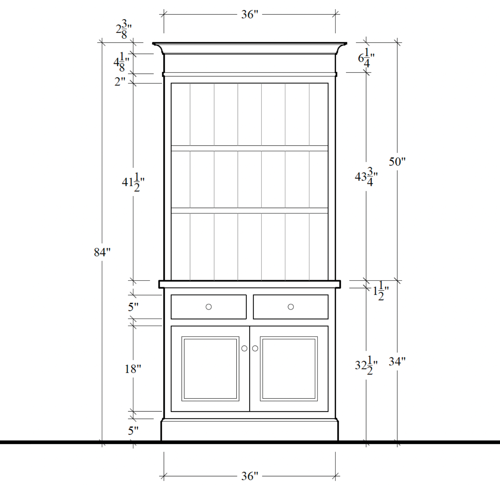 Madison Bookcase - 2 Door / 2 Drawer Base