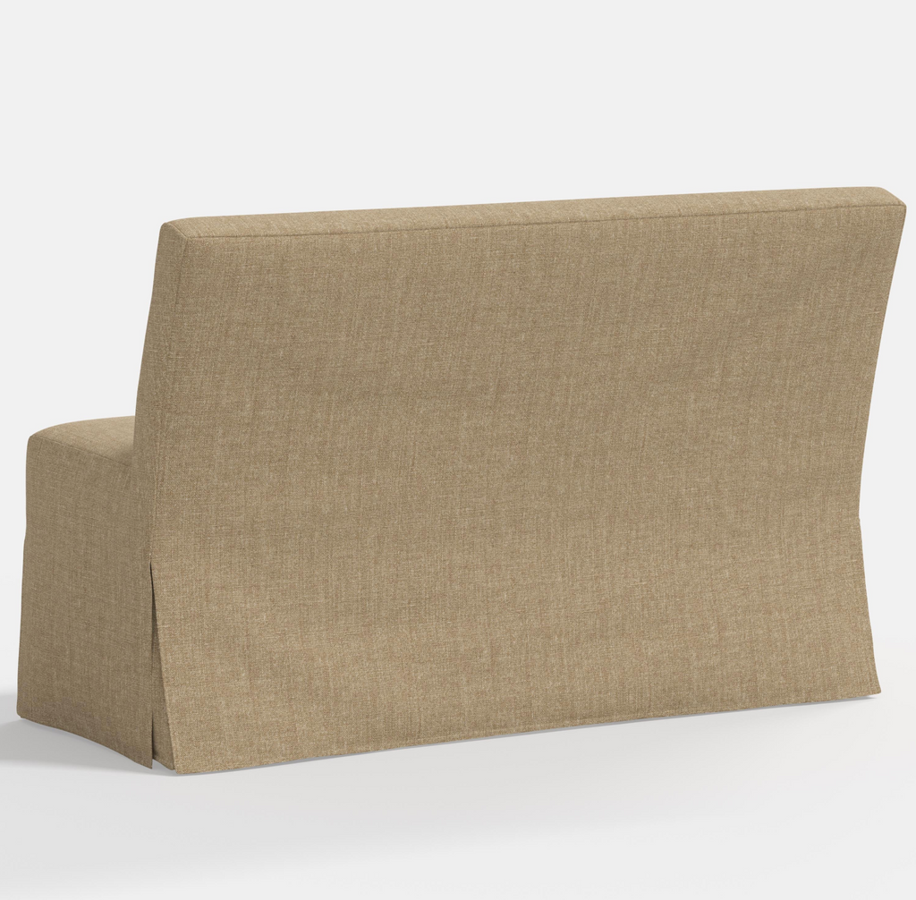 Lindy Slipcovered Dining Banquette in Relaxed Linen Burlap