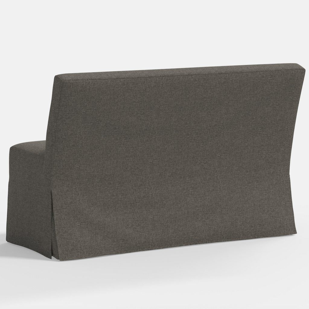 Lindy Slipcovered Dining Banquette in Textured Linen Charcoal