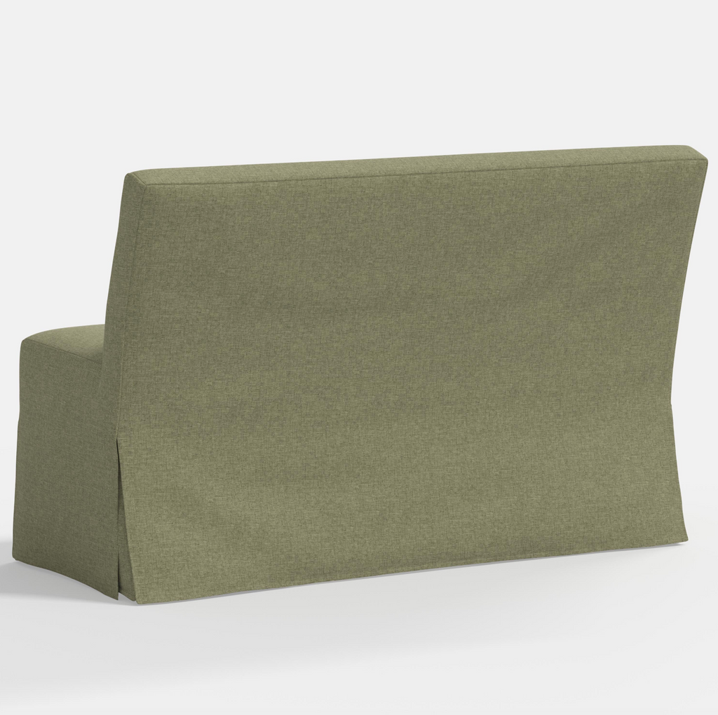 Lindy Slipcovered Dining Banquette in Textured Linen Laurel