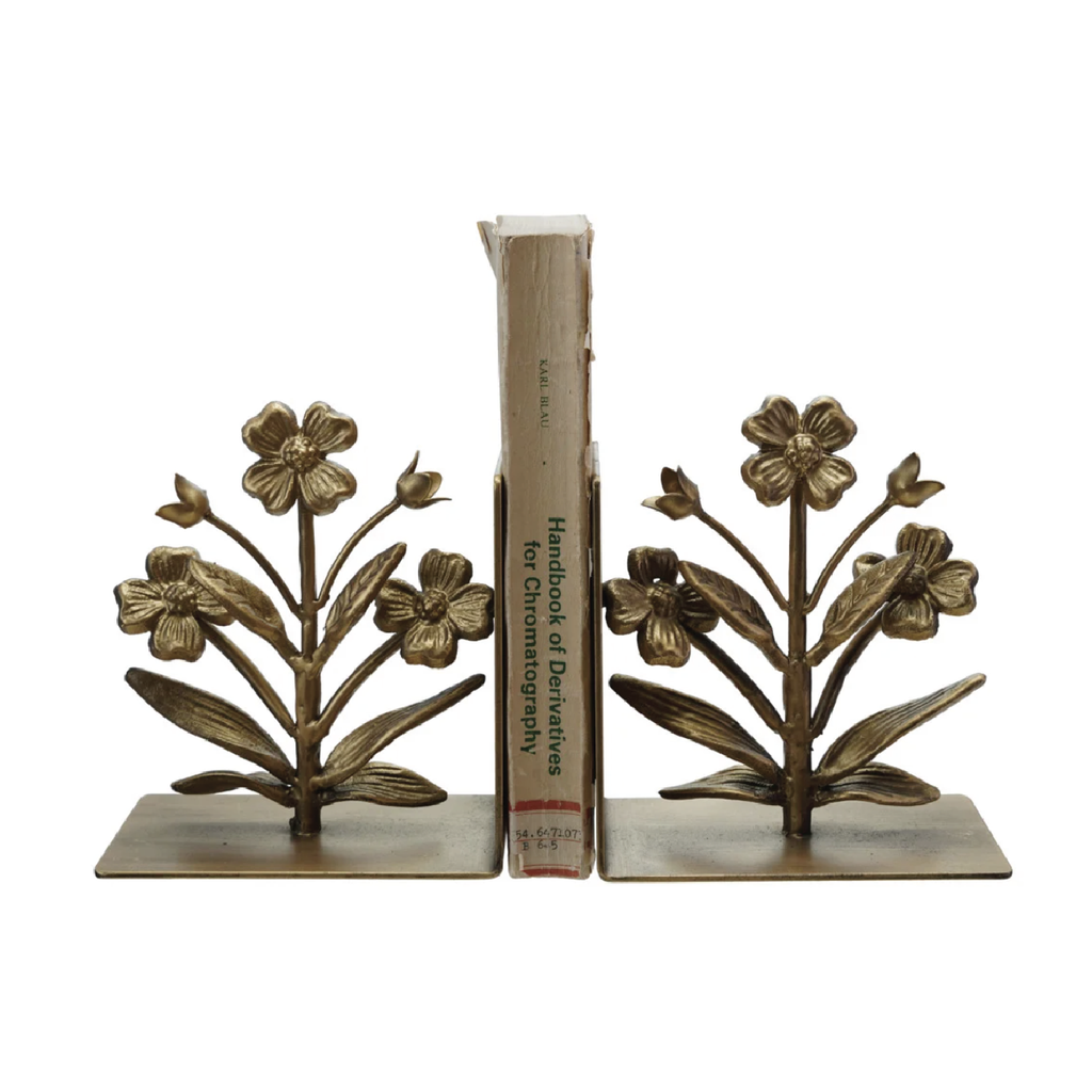 Cast Iron Flower Bookends