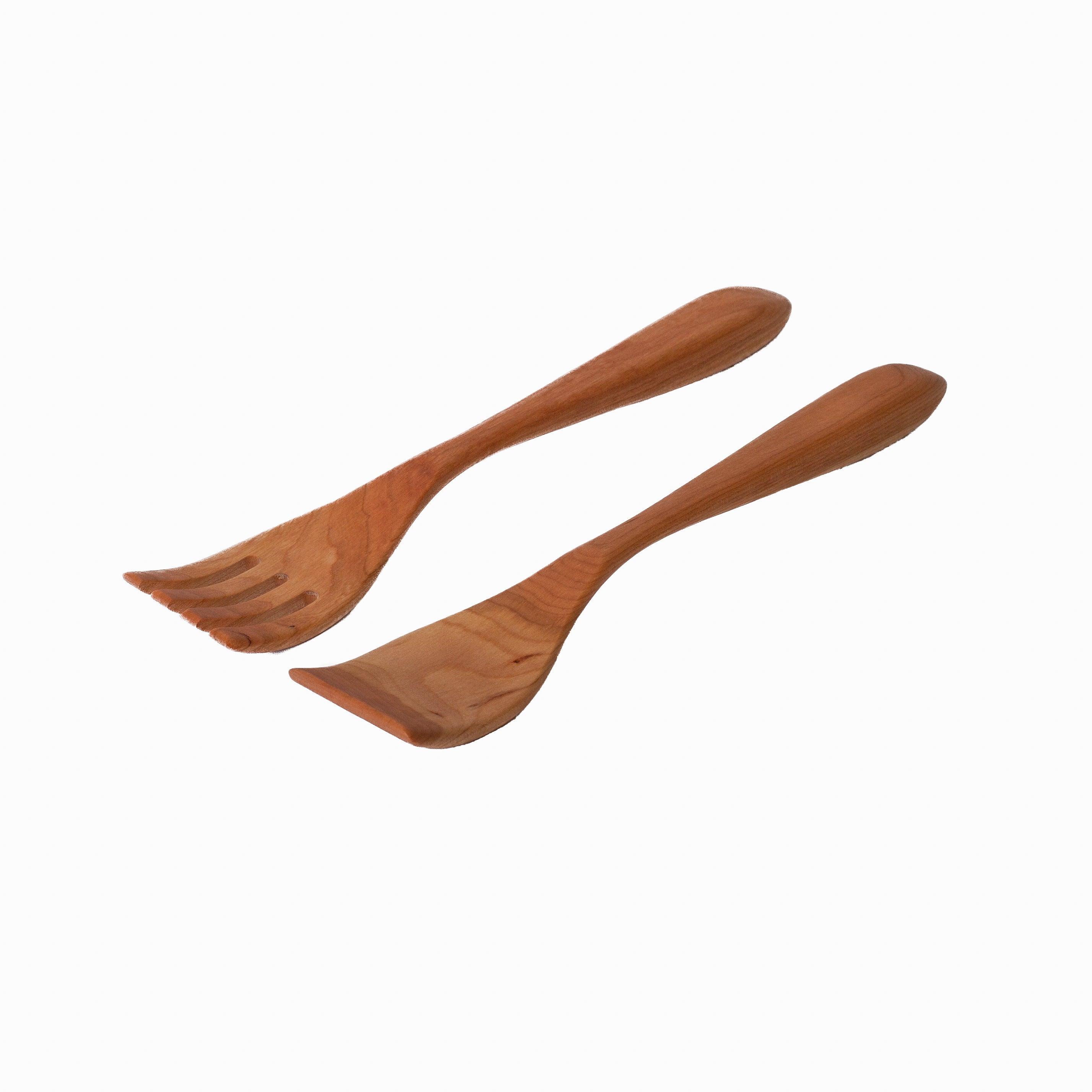12" Cherry Wood Salad Serving Set