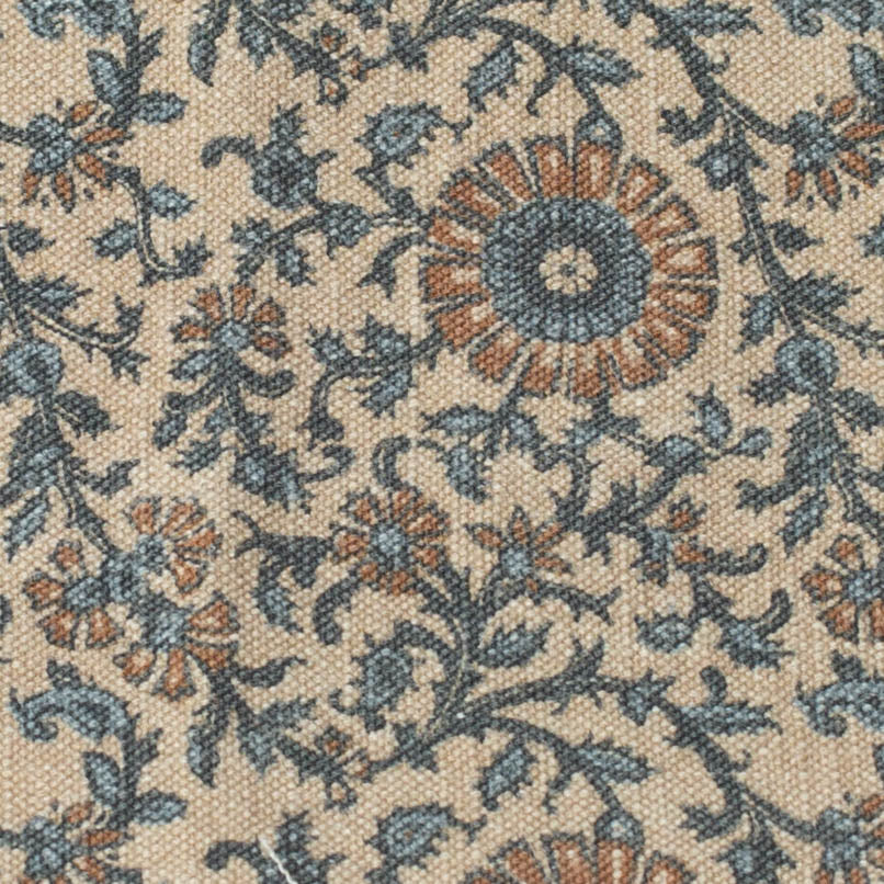 Floral Garden in Blue & Copper Fabric Swatch