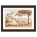 Framed artwork of a landscape with trees and a path.