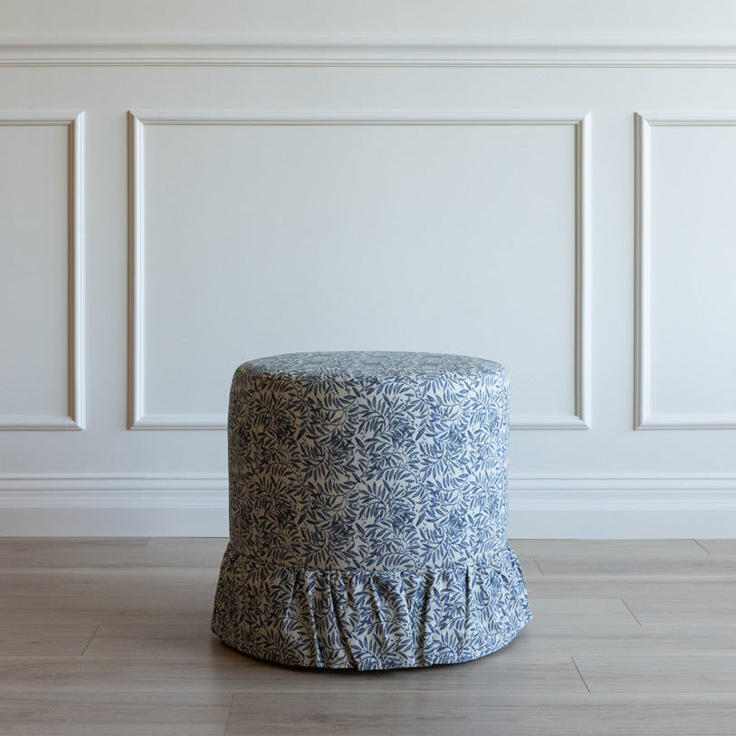 Bernadette Ottoman in Willow Vine Navy