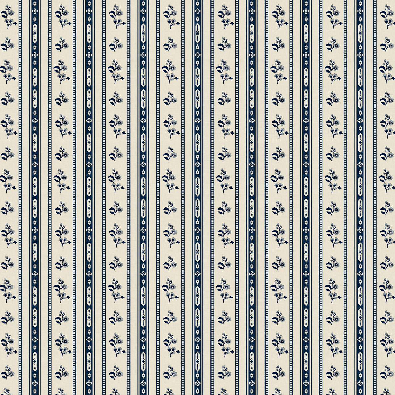 Botanical Stripe Navy Fabric Sample
