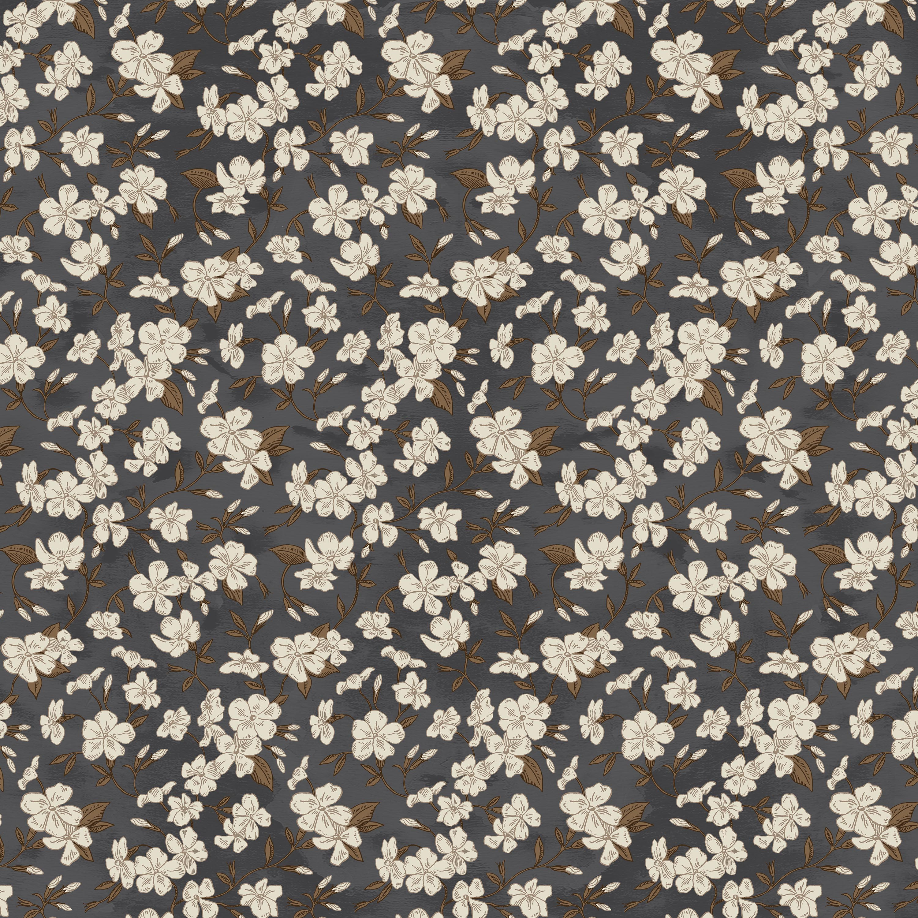 Dogwood Floral Ink Fabric Sample