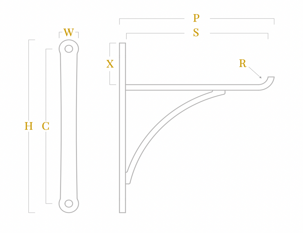 Harborne Brass Shelf Bracket