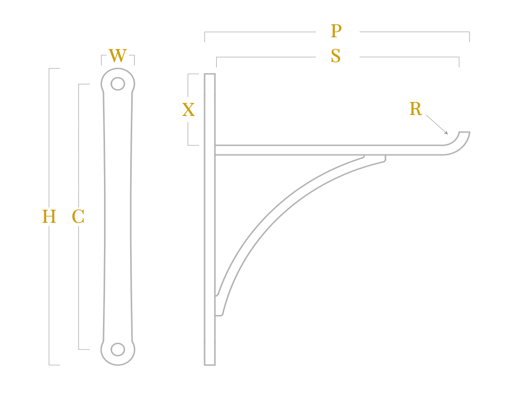 Harborne Brass Shelf Bracket