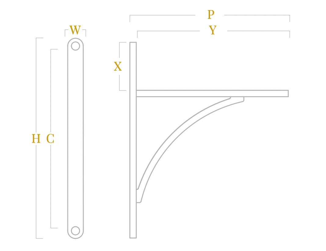 Moseley Brass Shelf Bracket