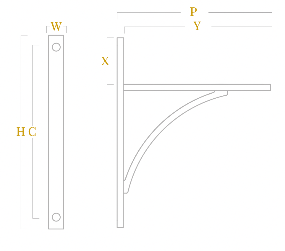 Stirchley Brass Shelf Bracket
