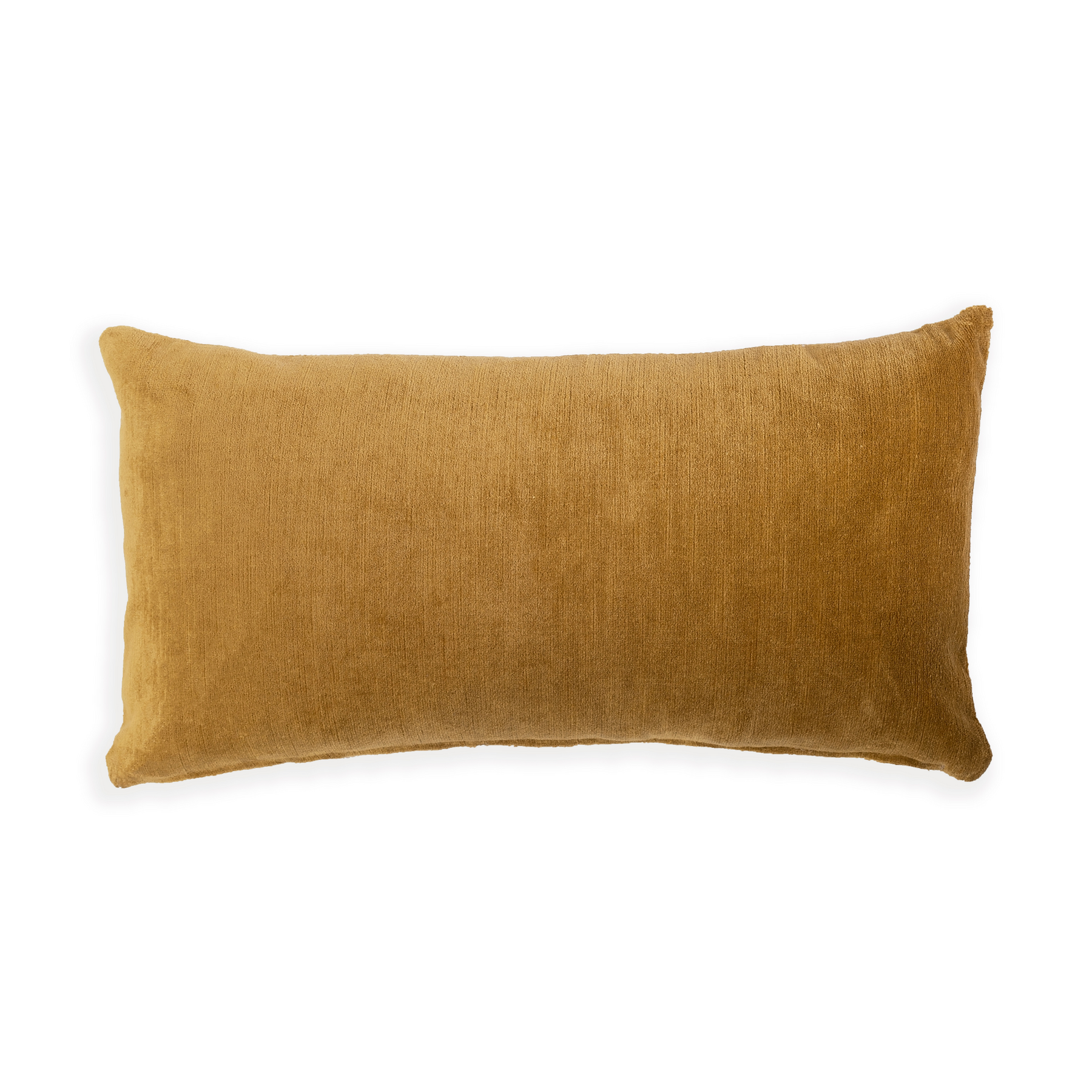 Velvet top ochre cushion
