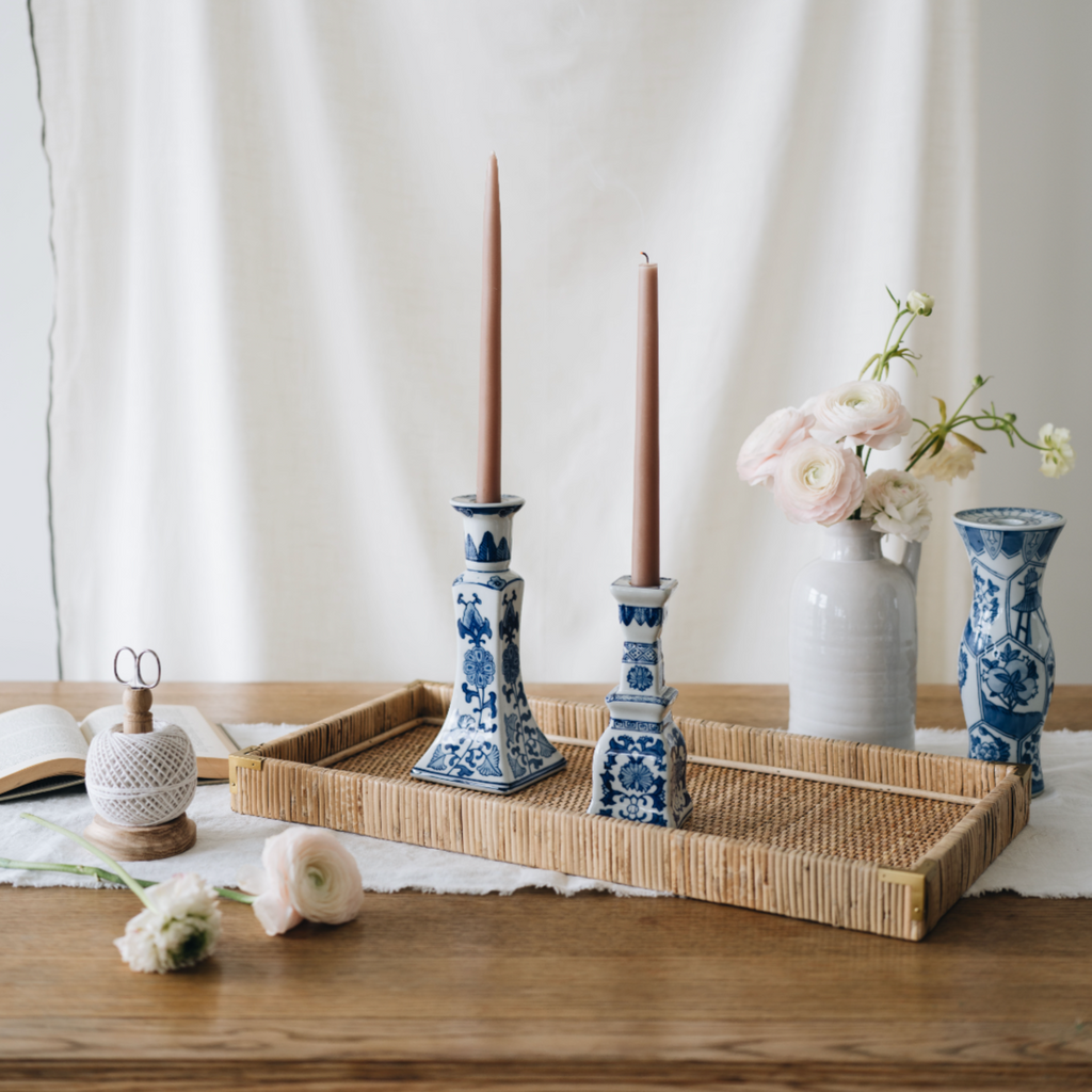 Blue & White Candlestick Holders