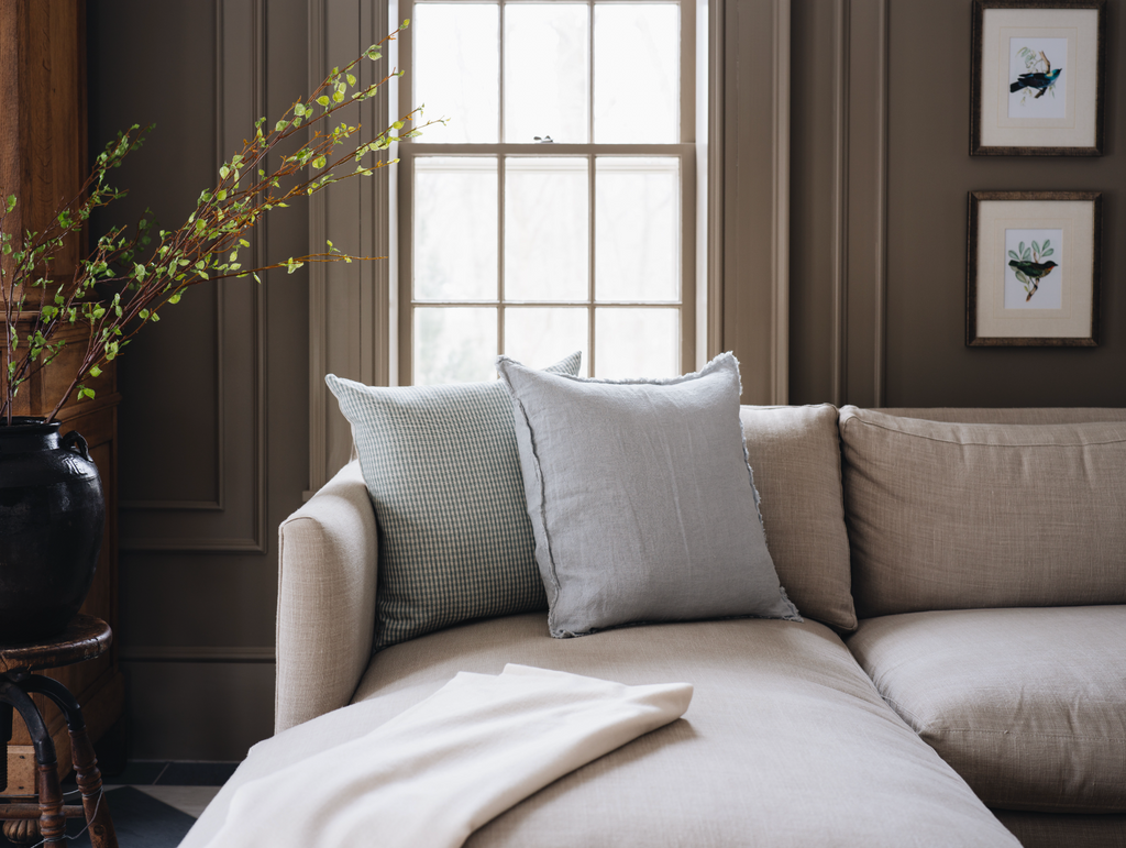 Mineral Fringe Linen Pillow Cover