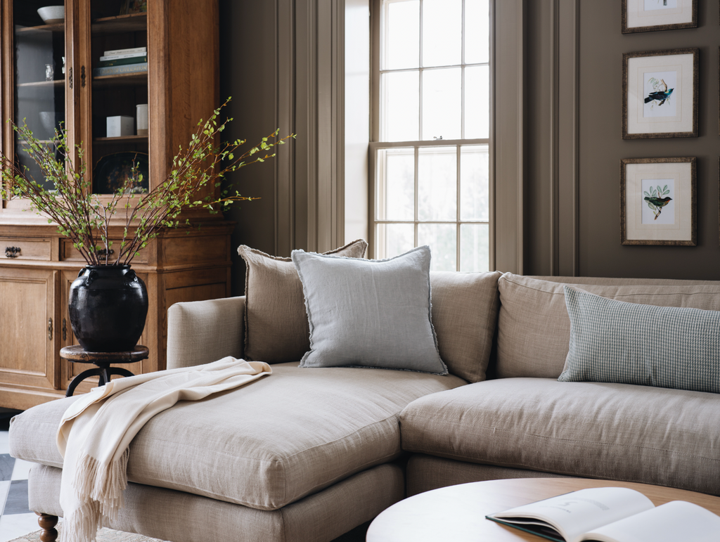 Mineral Fringe Linen Pillow Cover