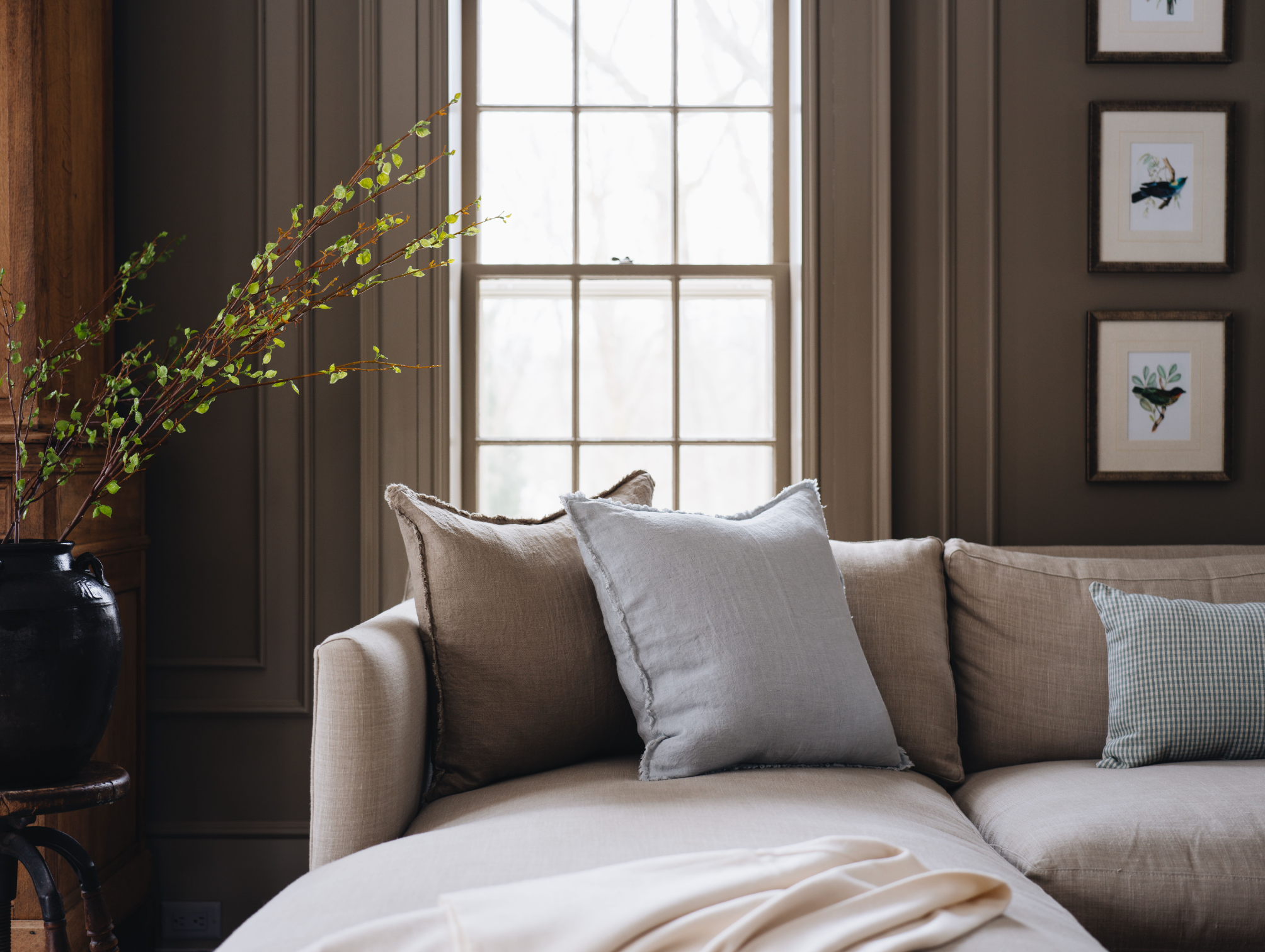Mushroom Fringe Linen Pillow Cover
