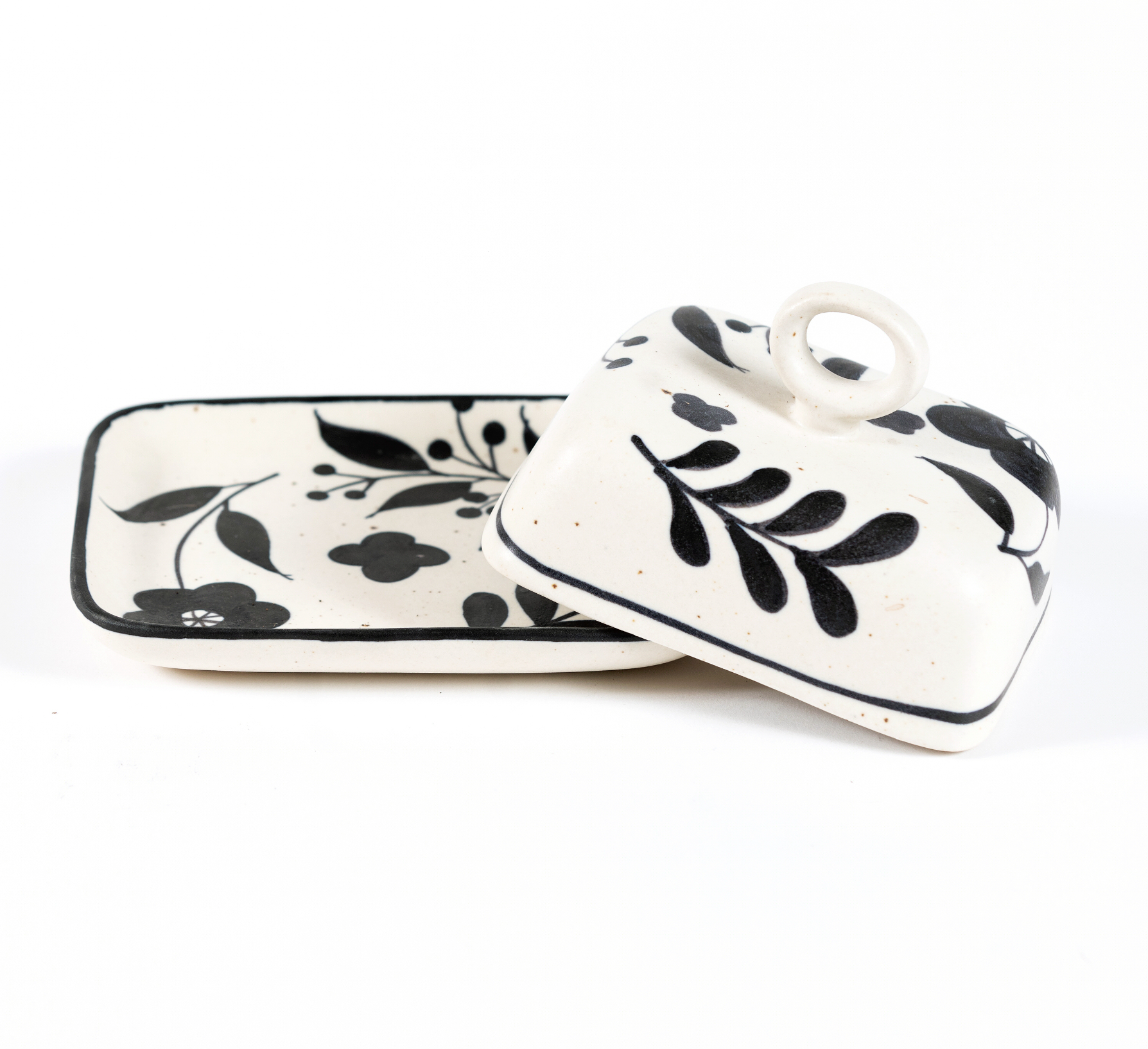 Sofia Hand-Painted Stoneware Butter Dish