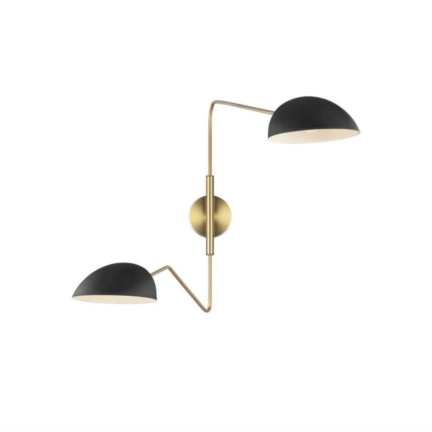 Jane 2 Light Midnight Black Swing Wall Sconce