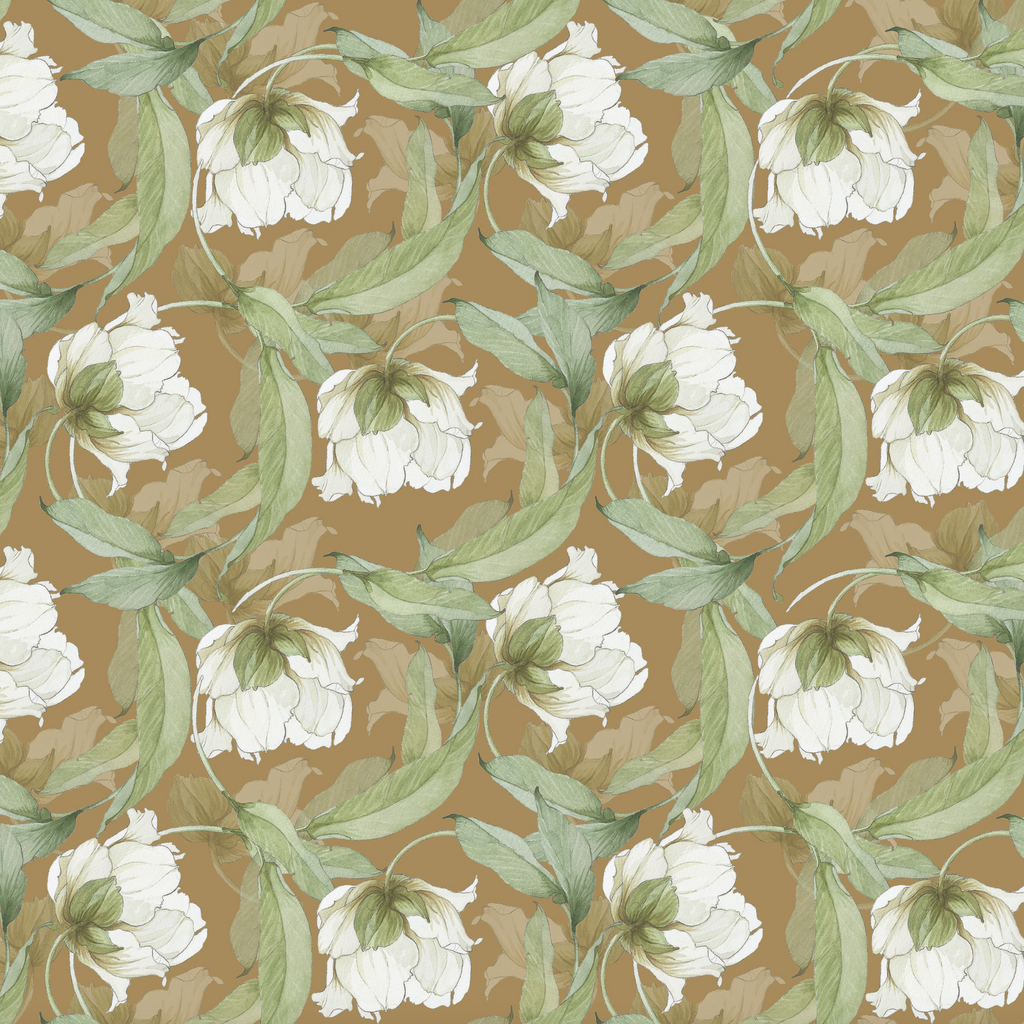 Ochre Peony Wallpaper
